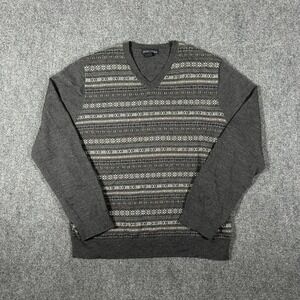 Banana Republic Sweater Men's XL Gray V Neck Merino Wool #2007